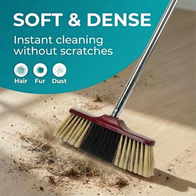 HELOMOR Indoor Broom with Dustpan Combo Set, Long Handle Floor Sweeping Broom - Image 3
