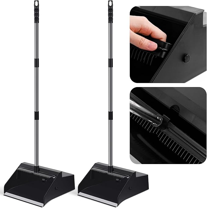 Leumoi 2 Pcs Dust Pans with Long Handle Set 36.6 Inch Commercial Dust Pan with by Leumoi