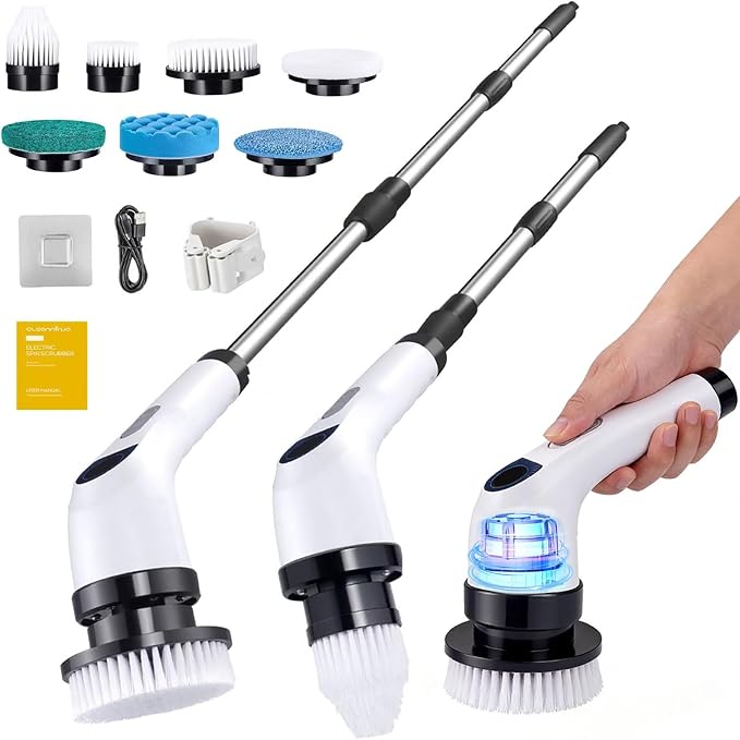Electric Spin Scrubber for Cleaning, Adjustable Shower Brush by CLEANNINJA