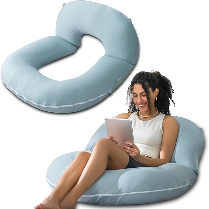 INSEN Reading Pillow, Back Pillow for Sitting in Bed and Couch, Gaming Pillow for Adults, Sit Up Support for Bed, Green Jersey