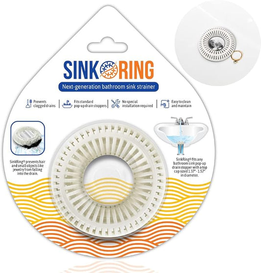 Bathroom Sink Hair Catcher for Pop-Up Drain – SinkRing 1.57" Precision Strainer by SINK+RING