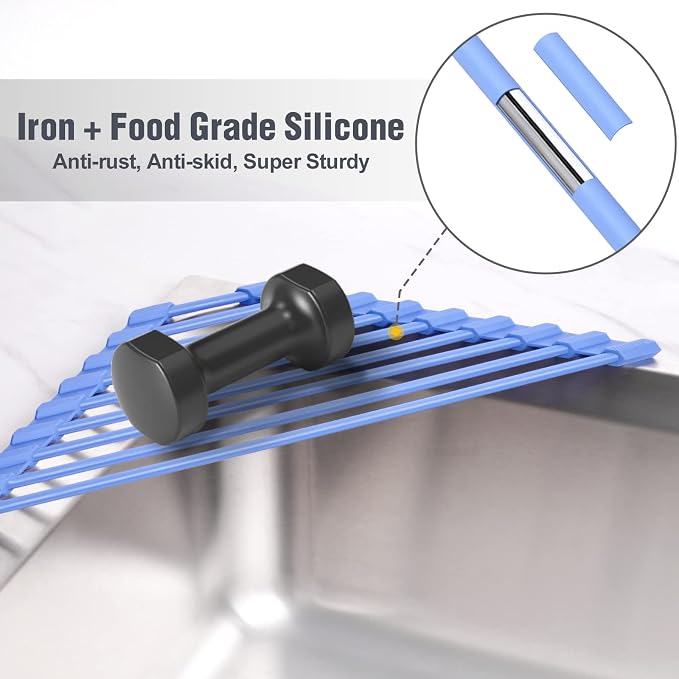 Tomorotec Compact Silicone-Coated Triangle Dish Drying Rack - Image 3