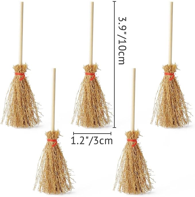 Odoria Dollhouse Straw Broom Miniature - Image 2