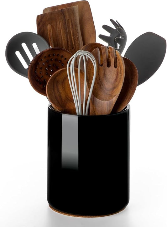 Nucookery Utensil Holder, 6.4" Ceramic Kitchen Utensil Holder by Nucookery