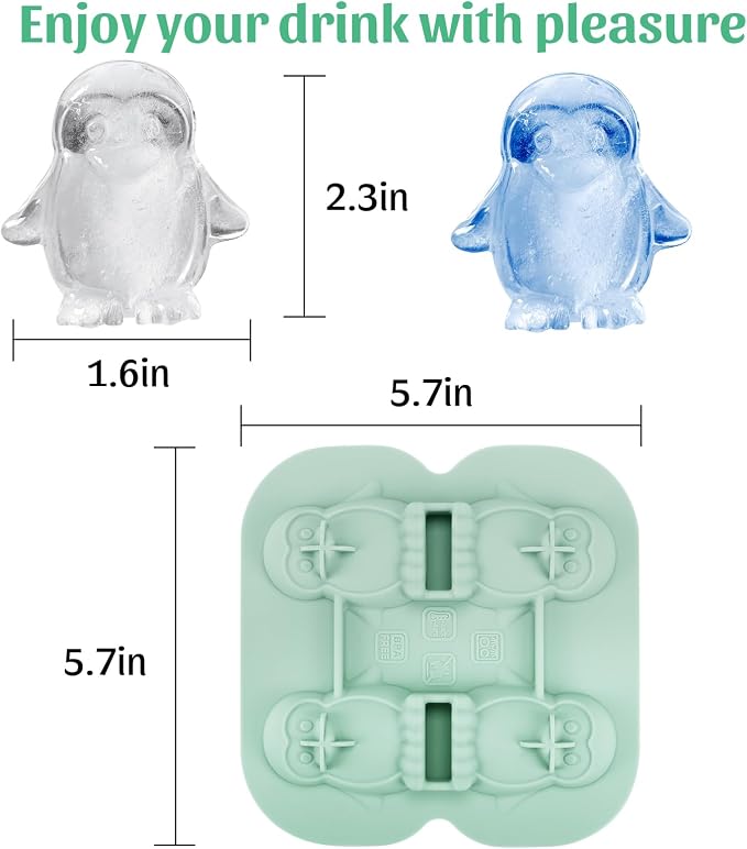 Silicone Ice Cube Tray, Penguin 3D Large Ice Cube Molds - Image 6