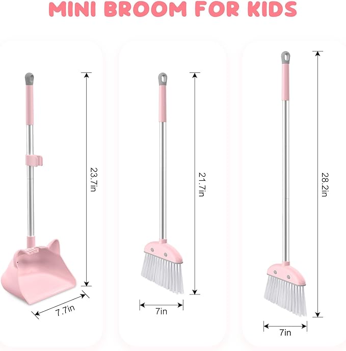 Mini Broom with Dustpan for Kids, 28-in Handle Kids Broom and Dustpan Set for - Image 2