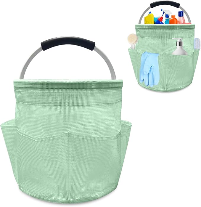 17L Cleaning Caddy with Handle, Foldable Cleaning Supply Caddy with 6 Pockets by Yallmie