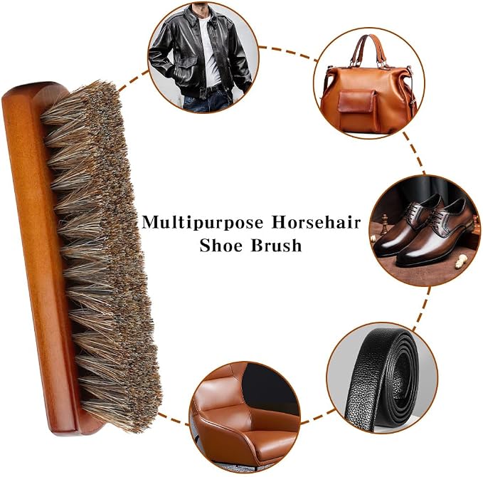 Shoe Brush, Horsehair Shoe Brush Shoe Cleaning Brush Boot Brush - Image 4