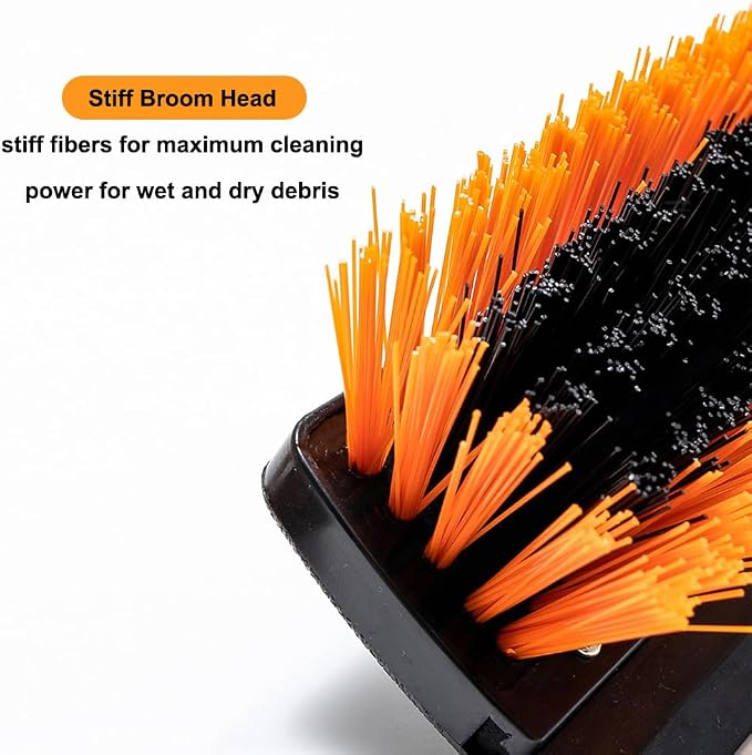 19" Outdoor Broom with 58" Long Handle & Rubber Squeegee, Push Broom - Image 5