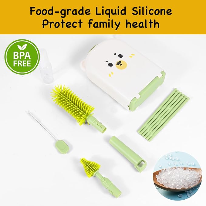 Travel Baby Bottle Cleaner Kit，7-in-1 Baby Bottle Brush Set - Image 5