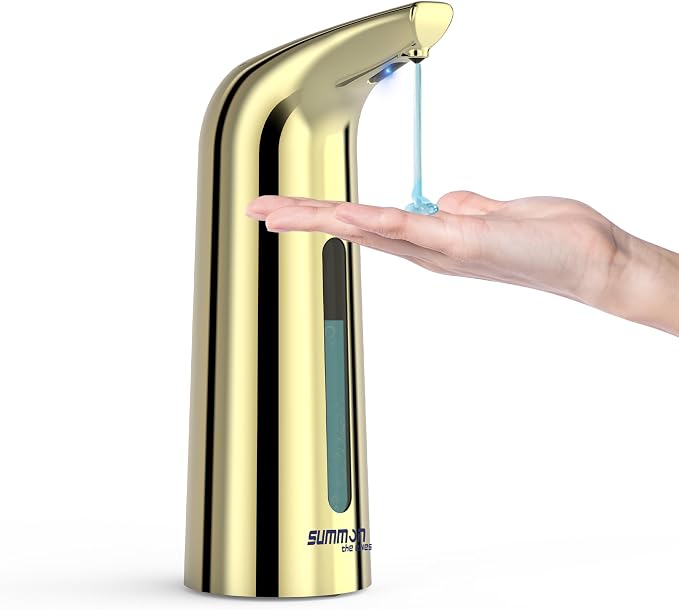 Automatic Liquid Soap Dispenser Touchless, 400ML Hand & Dish Countertop Gold by summontheelves