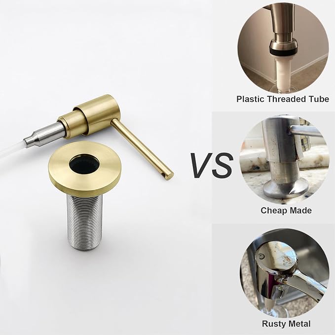 Brushed Gold All Brass Sink Soap Dispenser - Image 8