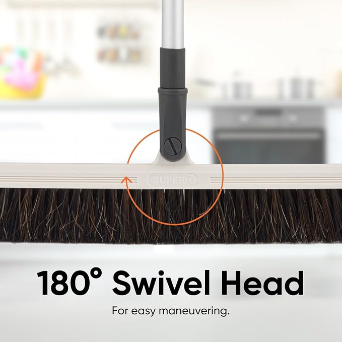 Slim Upright Horsehair Broom 18" – Narrow Thin Dust Broom - Image 4