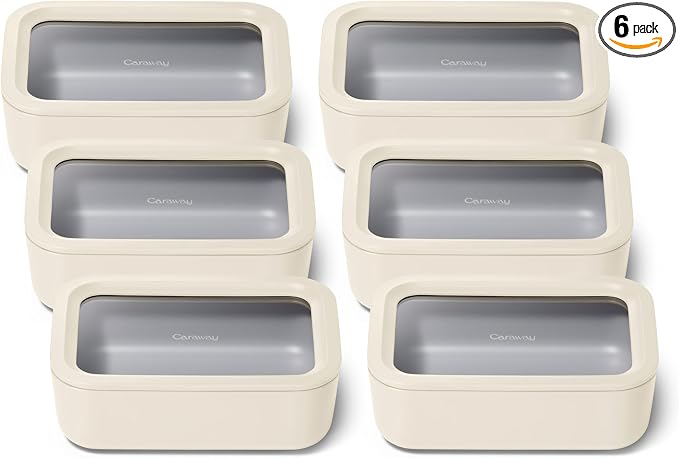 Caraway 6pc Glass Food Storage Set – 6.6 Cup Food Containers by Caraway