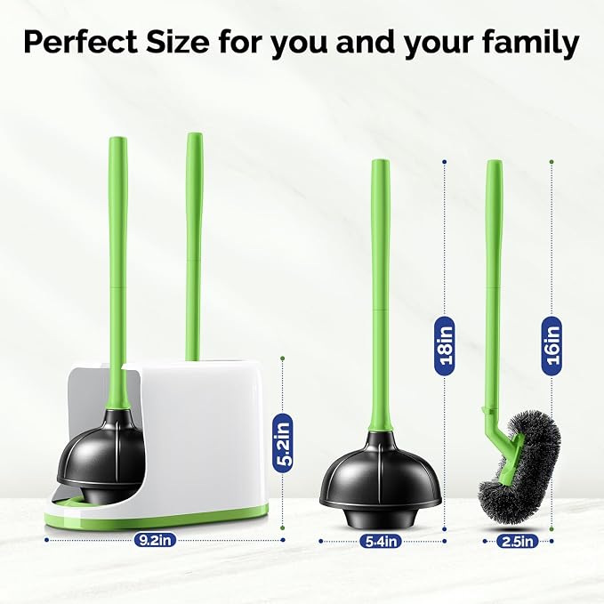 HAMITOR Toilet Plunger Bowl Brush Combo：Heavy Duty Rubber - Image 7