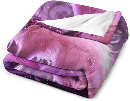 Pink Fox Throw Blanket Fox Blankets Gifts for Couch Sofa Bed Stuff Decor Soft Cozy Lightweight Fleece Flannel Bedding for Lover Men Women Girls Adults 40"x50"