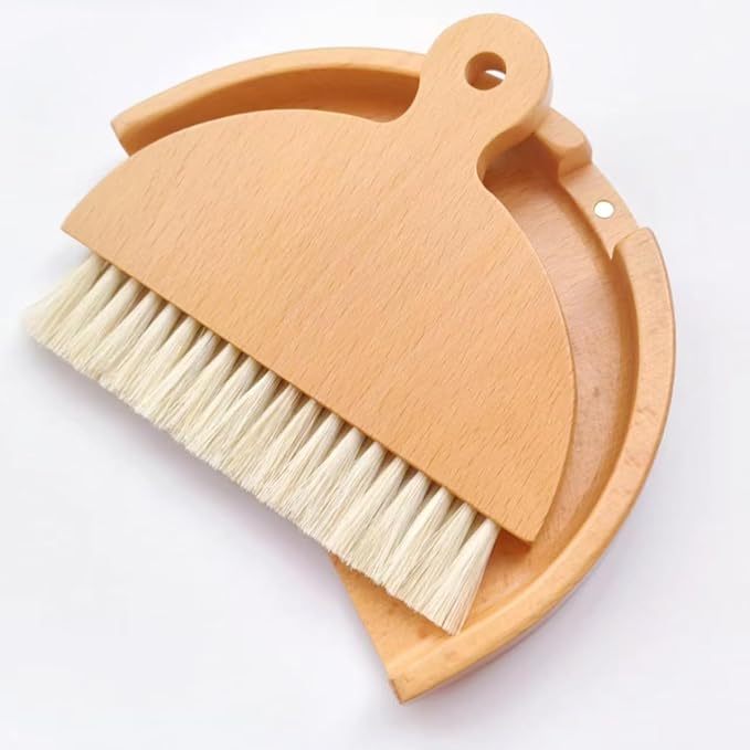 Wooden Dustpan and Brush Set Desktop Table Dustpan and Brush Set Tiny Small by RYFCRRZ