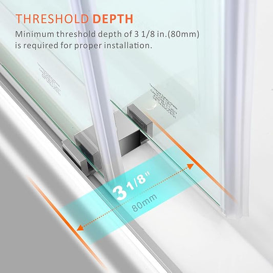 Brushed Nickel Double Sliding Glass Shower Door 56-60 Inch x 76 Inch, Frameless - Image 2