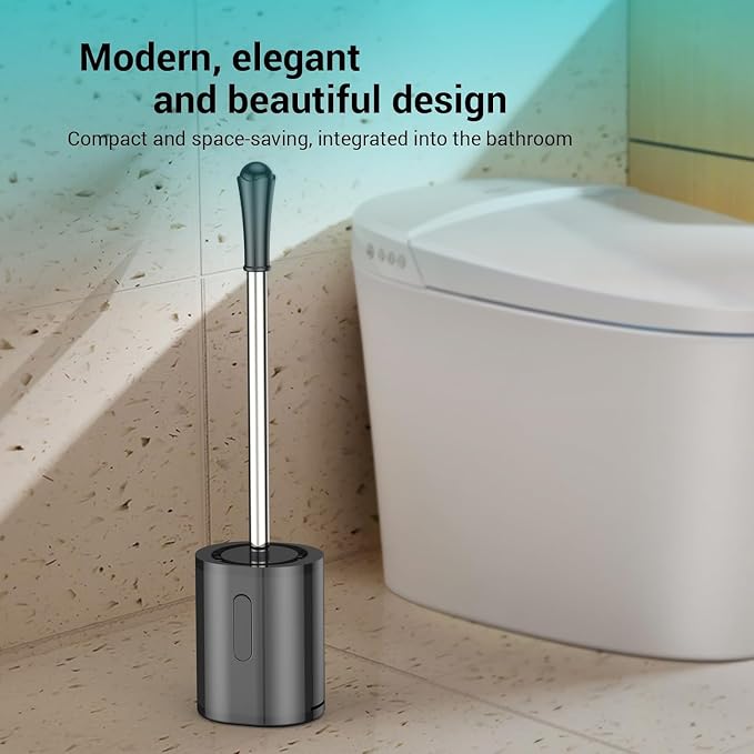 Compact Size Toilet Brush & Holder, 2 Pack, Stainless Steel Handle, Space Saving - Image 6