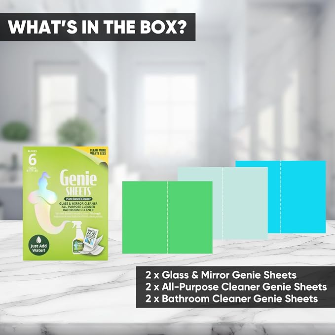 Genie Sheets All Purpose, Glass and Bathroom Cleaners Combo Pack | Concentrate - Image 6
