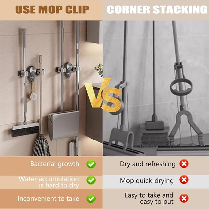 Broom and Mop Holder Wall Mount 2PCS Suction Cup Organizer - Image 4