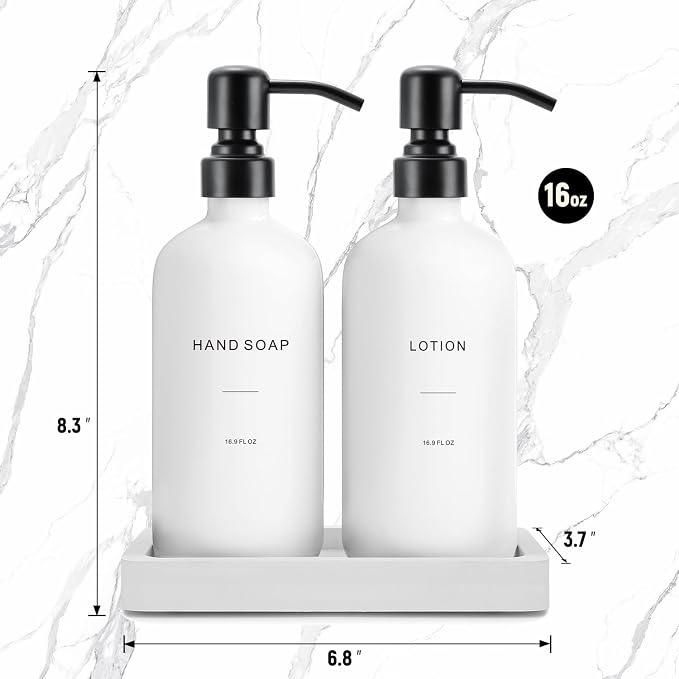 White Soap Dispenser Set, Contains Hand and Lotion Dispenser - Image 7