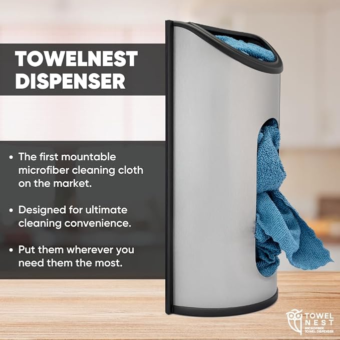TowelNest Microfiber Cloth Dispenser | 15 Reusable Cloths | Eco-Friendly Paper - Image 2