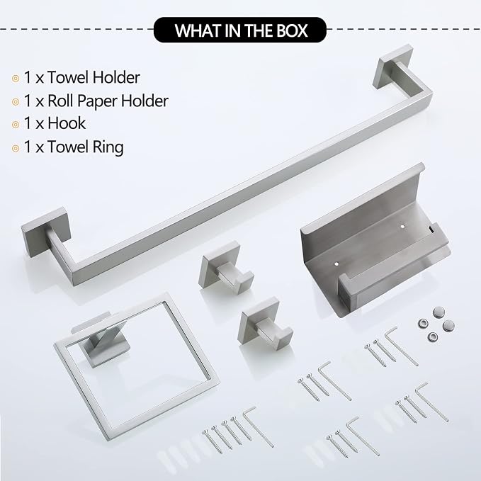 Brushed Nickel Bathroom Towel Bar Set Bathroom Accessories Hardware Set - Image 7