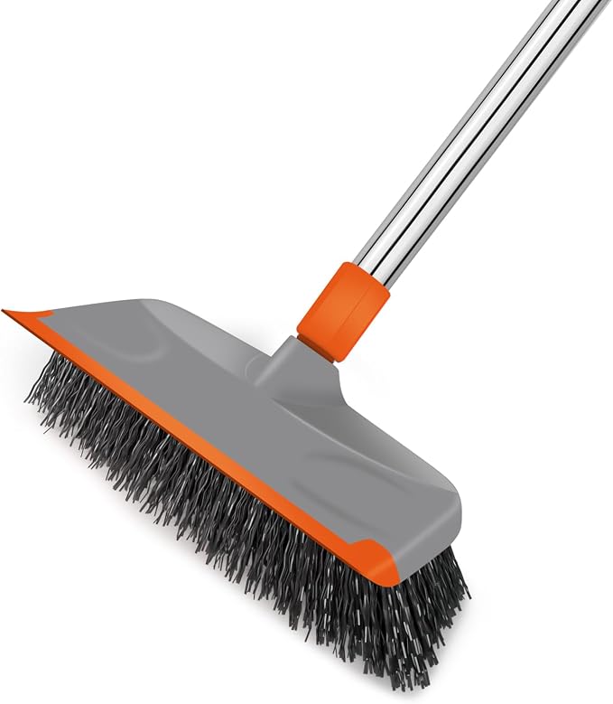BITOPE Deck Scrub Brush with Long Handle, Heavy Duty Floor Cleaning Scrubber by BITOPE