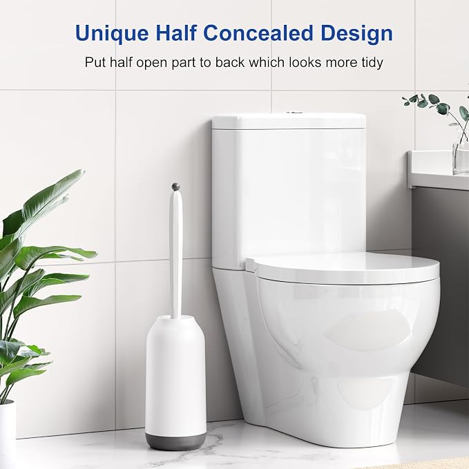 HAMITOR Toilet Bowl Brush Holder Set: 2Pack Deep Cleaning Silicone Toilet - Image 6