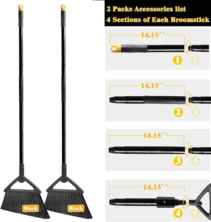 Heavy Duty Broom Outdoor and Indoor, 2 Pack Commercial Angle Brooms - Image 9