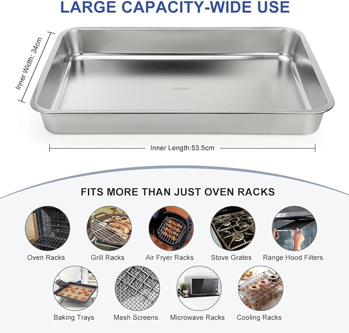 LANMU Stainless Steel Oven Rack Cleaning Tray, Large Capacity Soaking Tray - Image 5