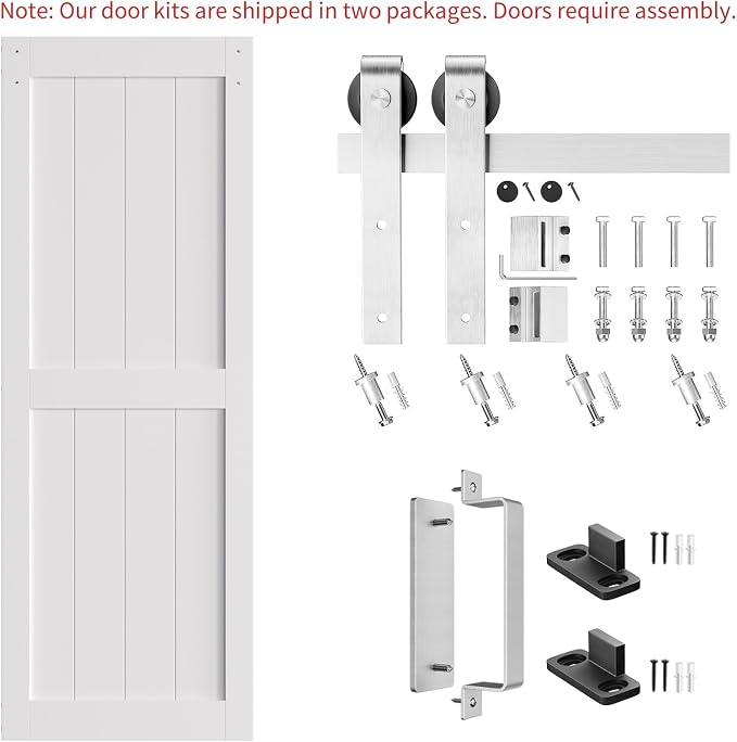 SmartStandard 30 x 84 inch White Sliding MDF Barn Door - Image 5