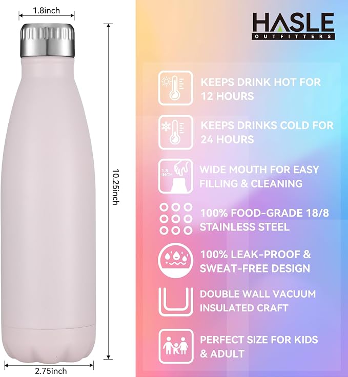 HASLE OUTFITTERS 17oz Stainless Steel Water Bottles, Vacuum Insulated Water - Image 5