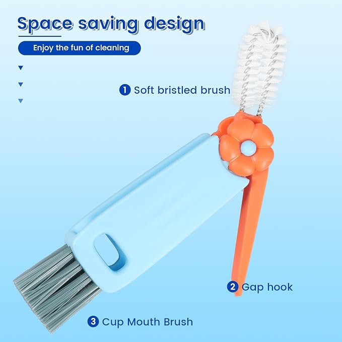 24 Pack 3 in 1 Cup Lid Cleaning Brush, 180° Rotatable Bottle Brush Gap Cleaner - Image 4
