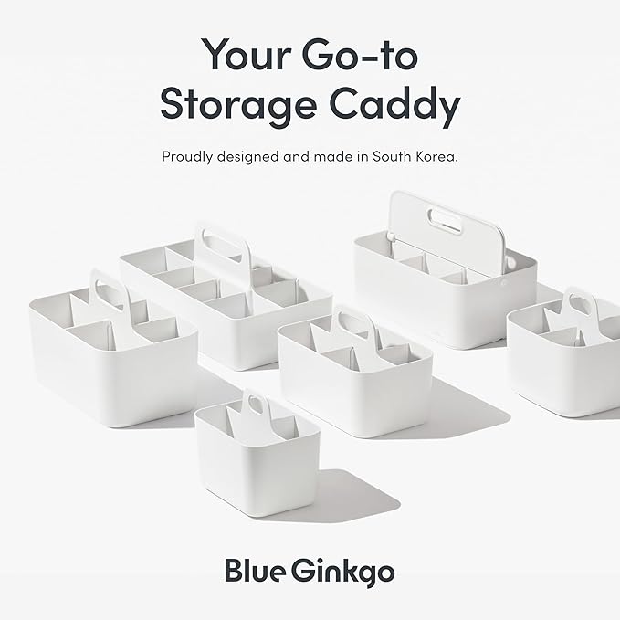 BLUE GINKGO Small Stackable Organizer Caddy – Korean-Made Portable Tote - Image 6
