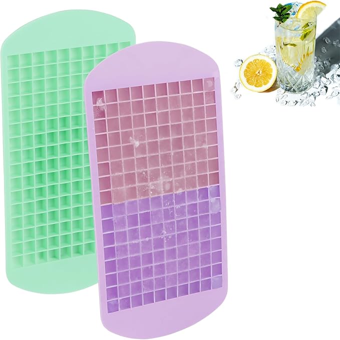 Silicone Mini Ice Cube Trays 2 Pack, 160 Crushed Ice Cube Molds, Easy Release by KAYCROWN