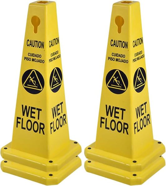 4-Pack 26.5" Caution Cones, 4-Sided Visible Safety Signs by OranclUS