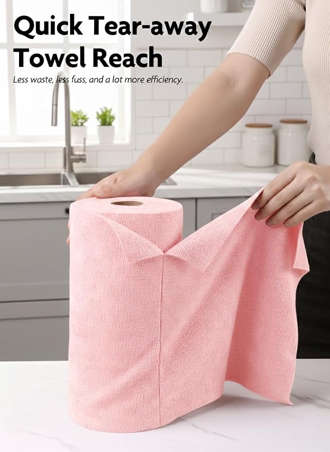 Fantasticlean Microfiber Cleaning Cloth Roll -60 Pack, Tear Away Microfiber - Image 2