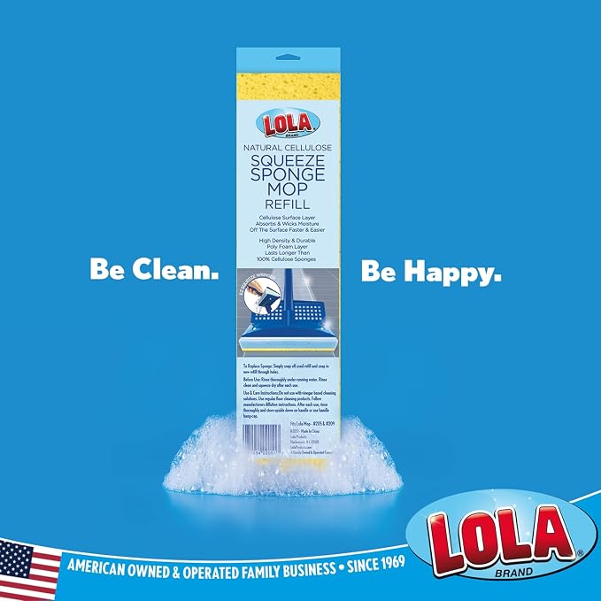 LOLA Squeeze Sponge Mop Refill, 6 Pack, w/Foam & Natural Cellulose Layer - Image 6