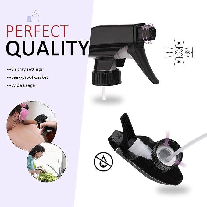 AMORIX 50PCS Spray Bottle Tops Black Trigger Sprayer Heavy Duty Replacement - Image 3