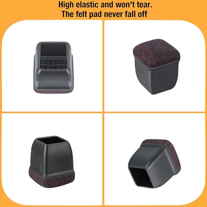 16 Pcs Chair Leg Floor Protectors Square, Silicone Chair Leg Protectors - Image 6