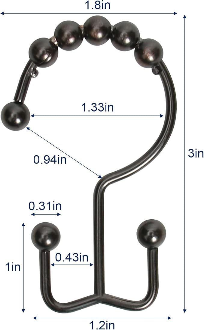 Shower Curtain Hooks, Sturdy Stainless Steel Double Sided Shower Hooks Rings - Image 7