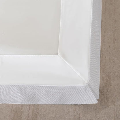 Queen Bed Skirt, Wrap Around Bed Skirt with Pleated Corner, 18 Inch Drop Pleated Waffle Weave Bedskirts, Anti-Slip, Microfiber, White, 18'' Queen