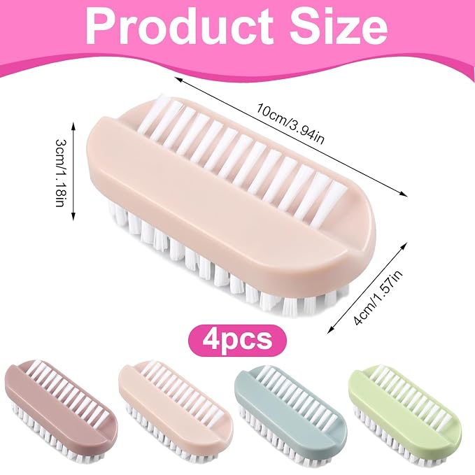 4pcs Nail Brush for Cleaning Fingernails, Nail Brushes for Cleaning, Two Sided - Image 2