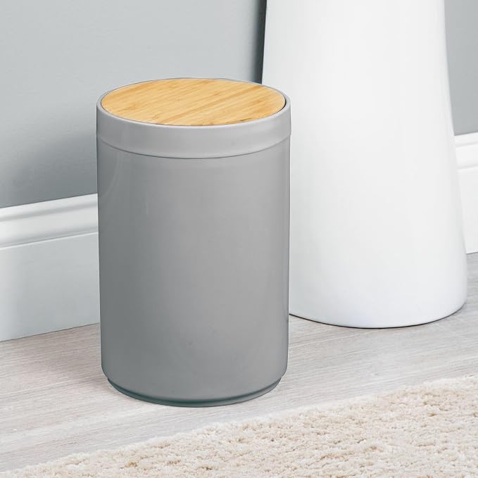 mDesign Plastic Round Trash Can Small Wastebasket - Image 3