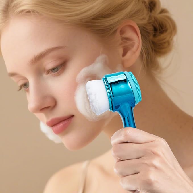 Face Brush 2 in 1, Facial Cleansing Exfoliating Scrubber Brush, Silicone Double - Image 8