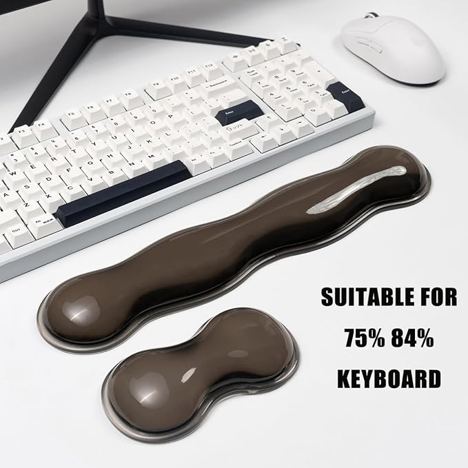 Ergonomic Silicone Gel Keyboard and Mouse Wrist Rest Set – Clear Wrist Rest - Image 4