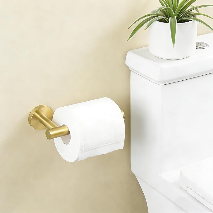 Toilet Paper Holder Towel Ring Brushed Gold Bathroom Hardware Hand Towel Holder - Image 2