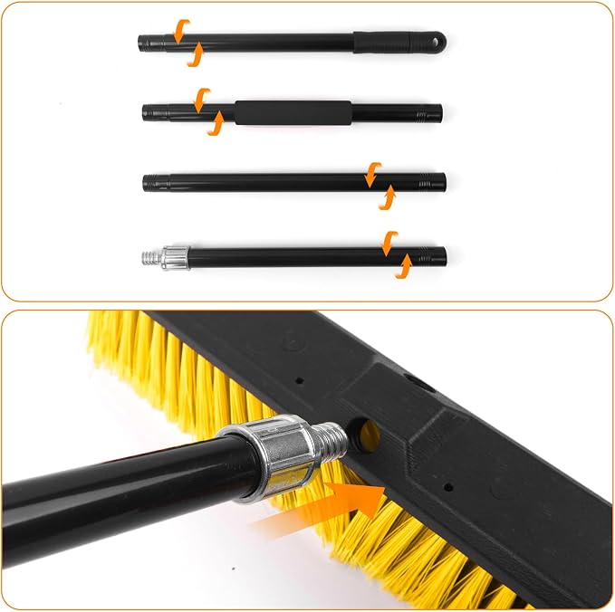 18 Inches Push Broom Outdoor，Commercial Broom Brush，Stiff Bristle Brush - Image 4